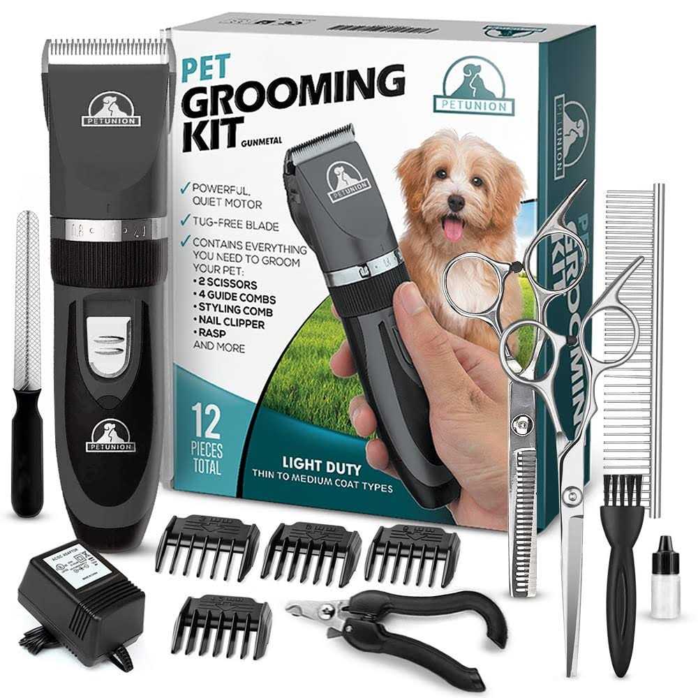 Pet Union Professional Dog Grooming Kit Cordless Low Noise Dog Clippers for Grooming Thick Coats - Healthber