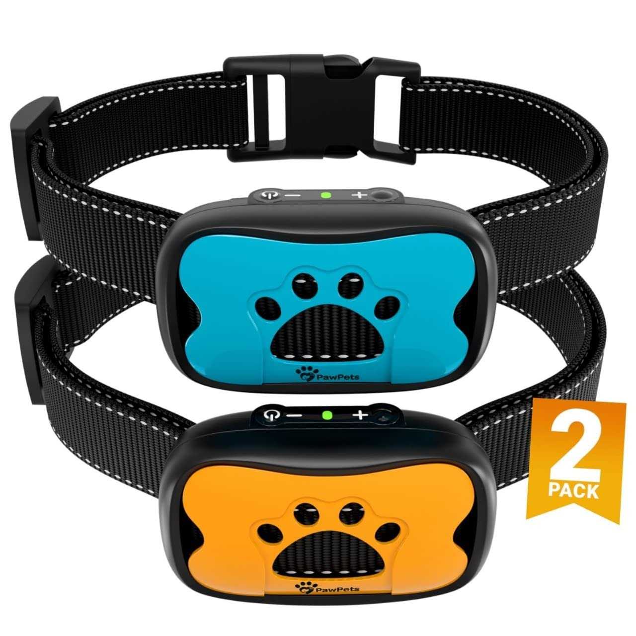 PawPets Anti Bark Collar No Shock Training Dog Collar Humane with Vibration and Sound Barking Collar for Small Medium Large Dogs 5-110lbs - Healthber