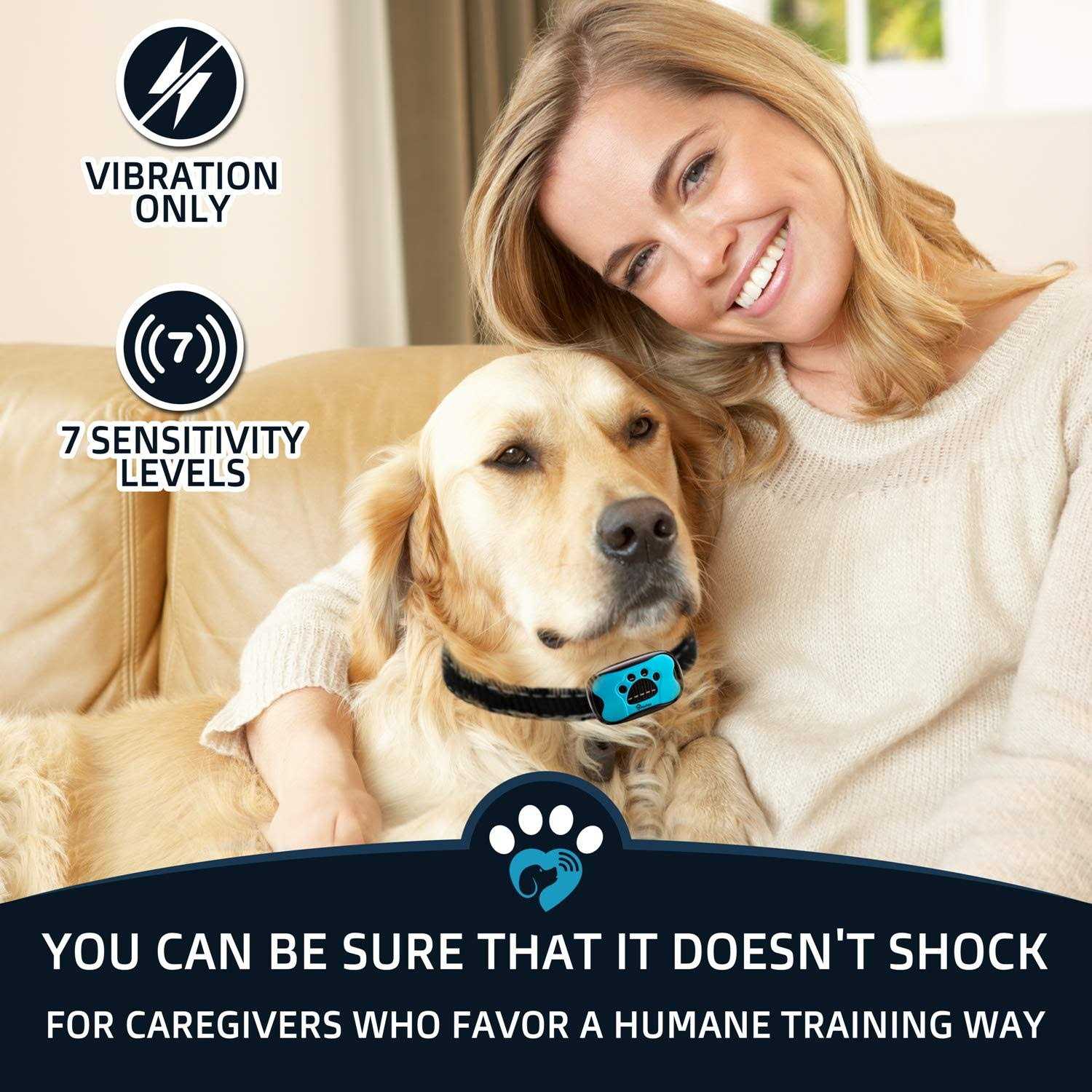 PawPets Anti Bark Collar No Shock Training Dog Collar Humane with Vibration and Sound Barking Collar for Small Medium Large Dogs 5-110lbs - Healthber