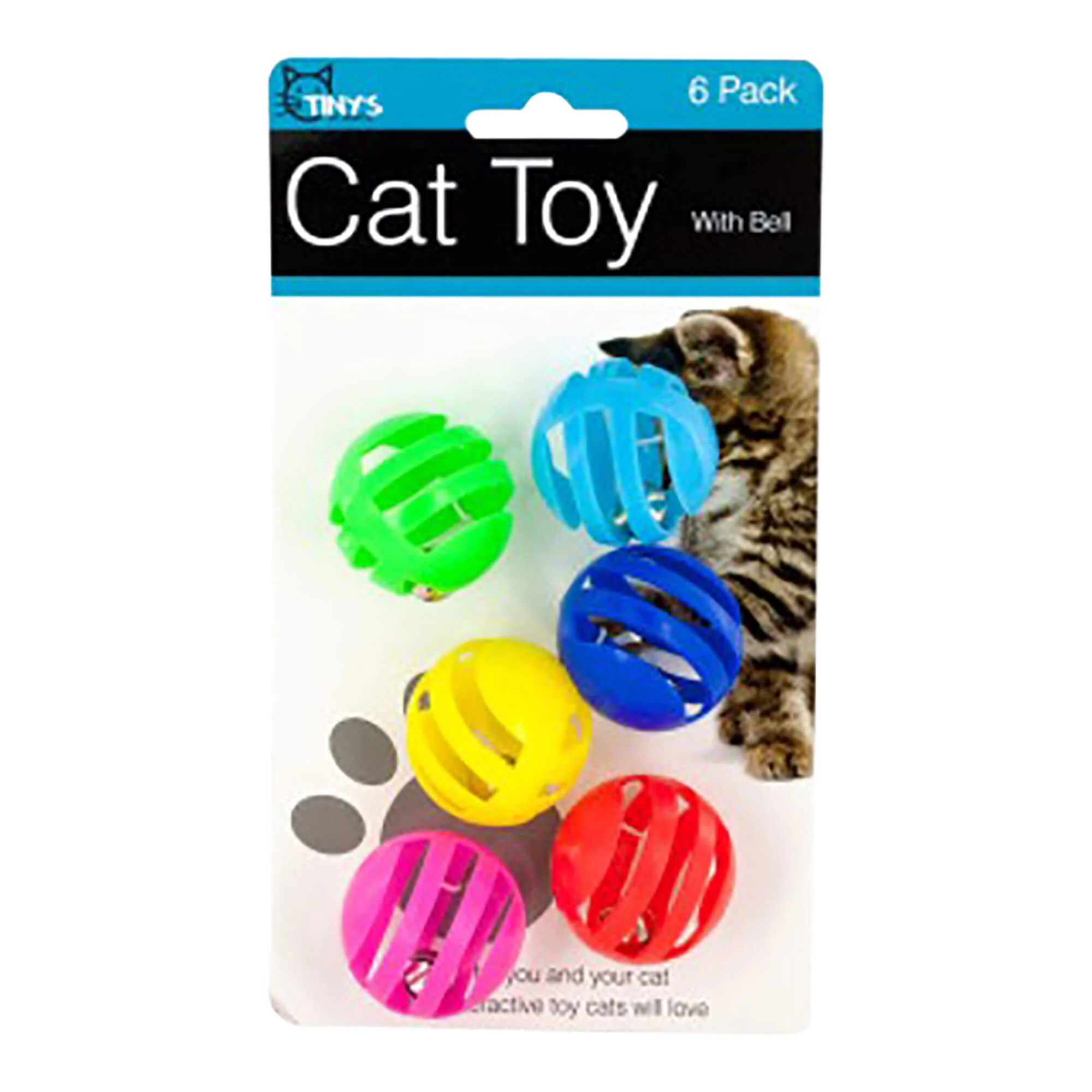 Balls with Bells Cat Toys Set, Assorted, 6 pk - Healthber