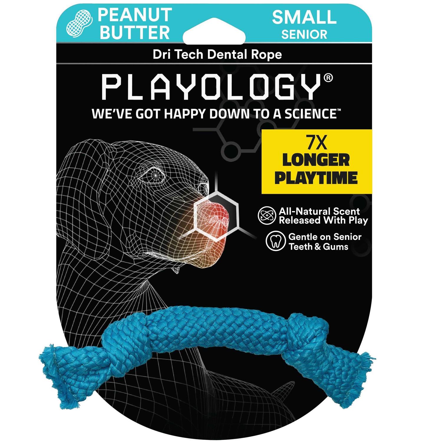Playology Dri-Tech Dental Rope Peanut Butter Scented Dog Toy - Healthber