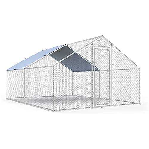 iclbc Large Metal Chicken Coop Walk-in Poultry Cage Chicken Run Pen Dog Kennel Duck House with Waterproof and Anti-Ultraviolet Cover for Outdoor Farm - Healthber