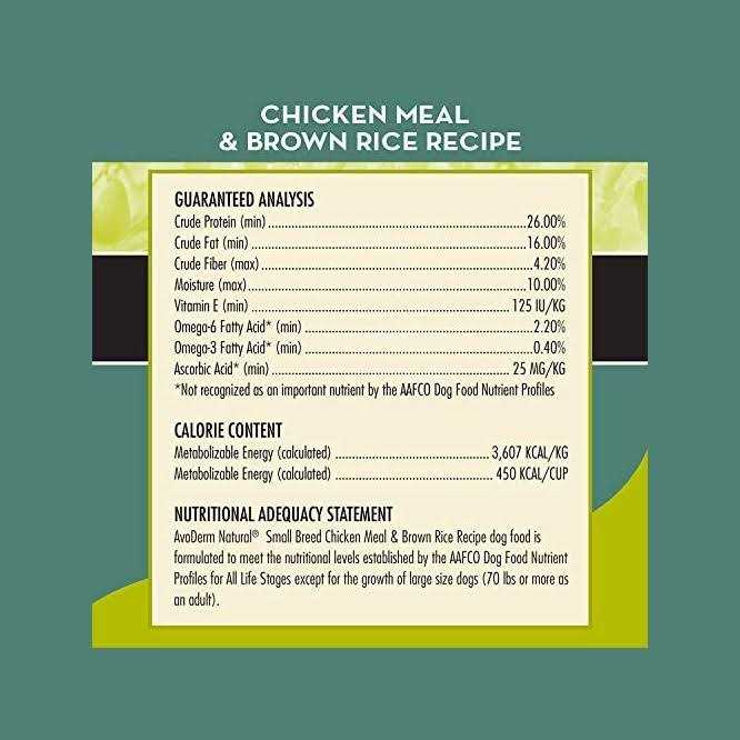 AvoDerm Natural Chicken Meal & Brown Rice Small Breed Adult Dog Food - Healthber