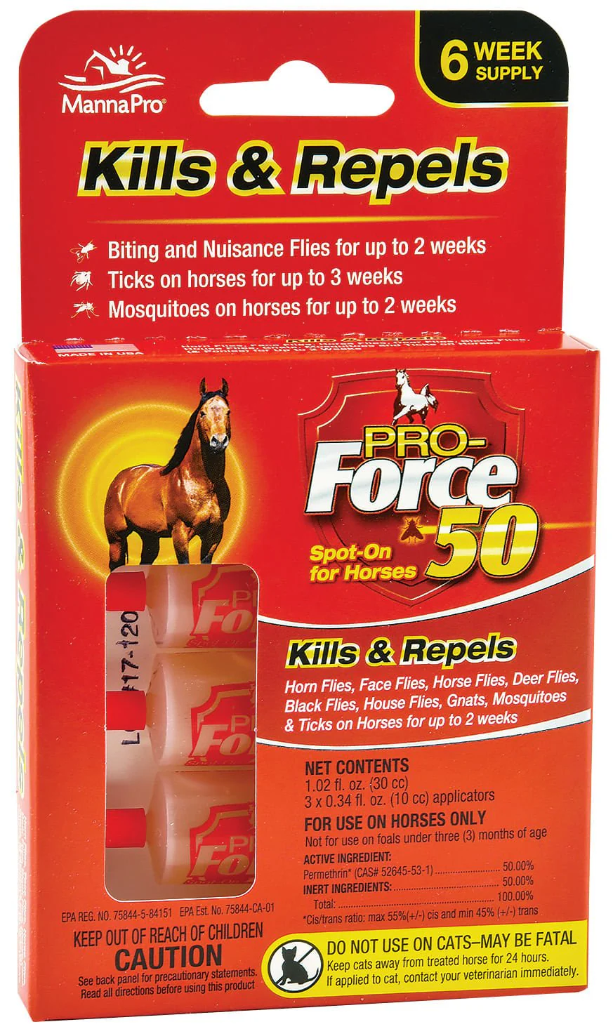 Pro Force 50 Spot On Topical Fly Treatment for Horses - Healthber