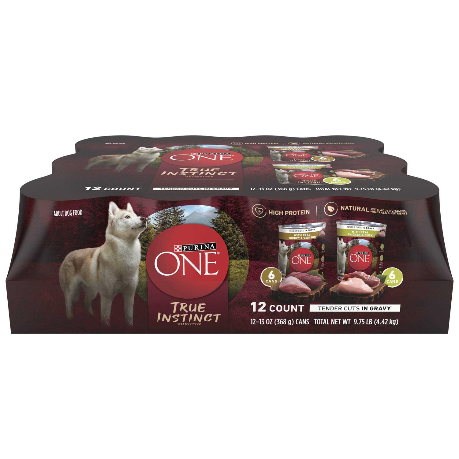Purina ONE Natural Gravy Wet Dog Food Variety Pack SmartBlend True Instinct Tender Cuts - Healthber