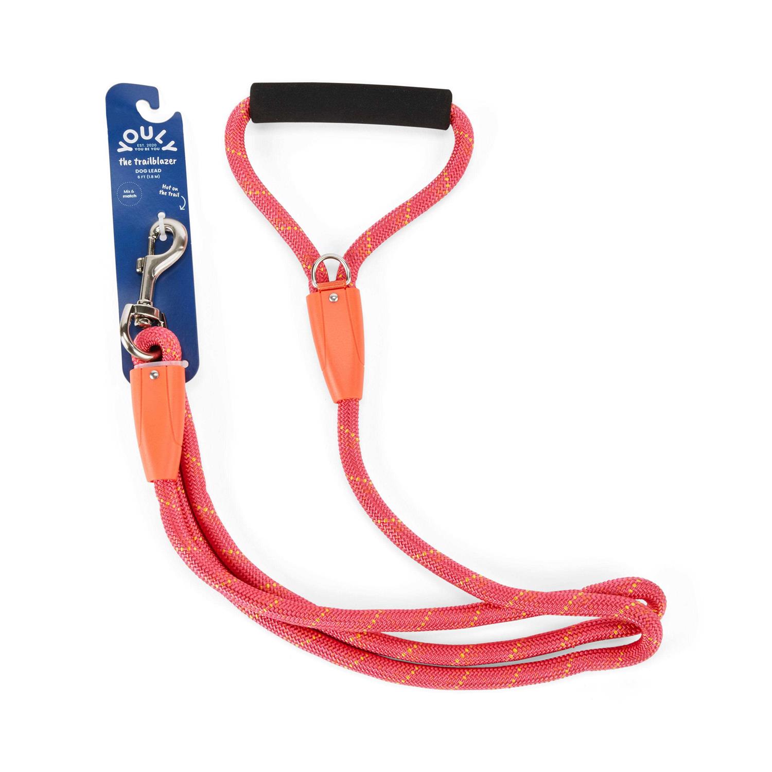 Youly Rope 6′ Pink & Orange Dog Lead - Healthber