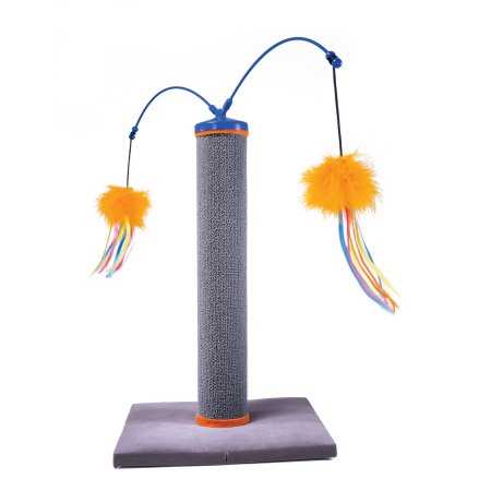 Smartykat Scratch ‘N Spin Carpet Cat Scratching Post with Interactive Spinning Wand Cat Toys, Size: 22.83 inches long x 15.94 inches wide x 15.94 - Healthber