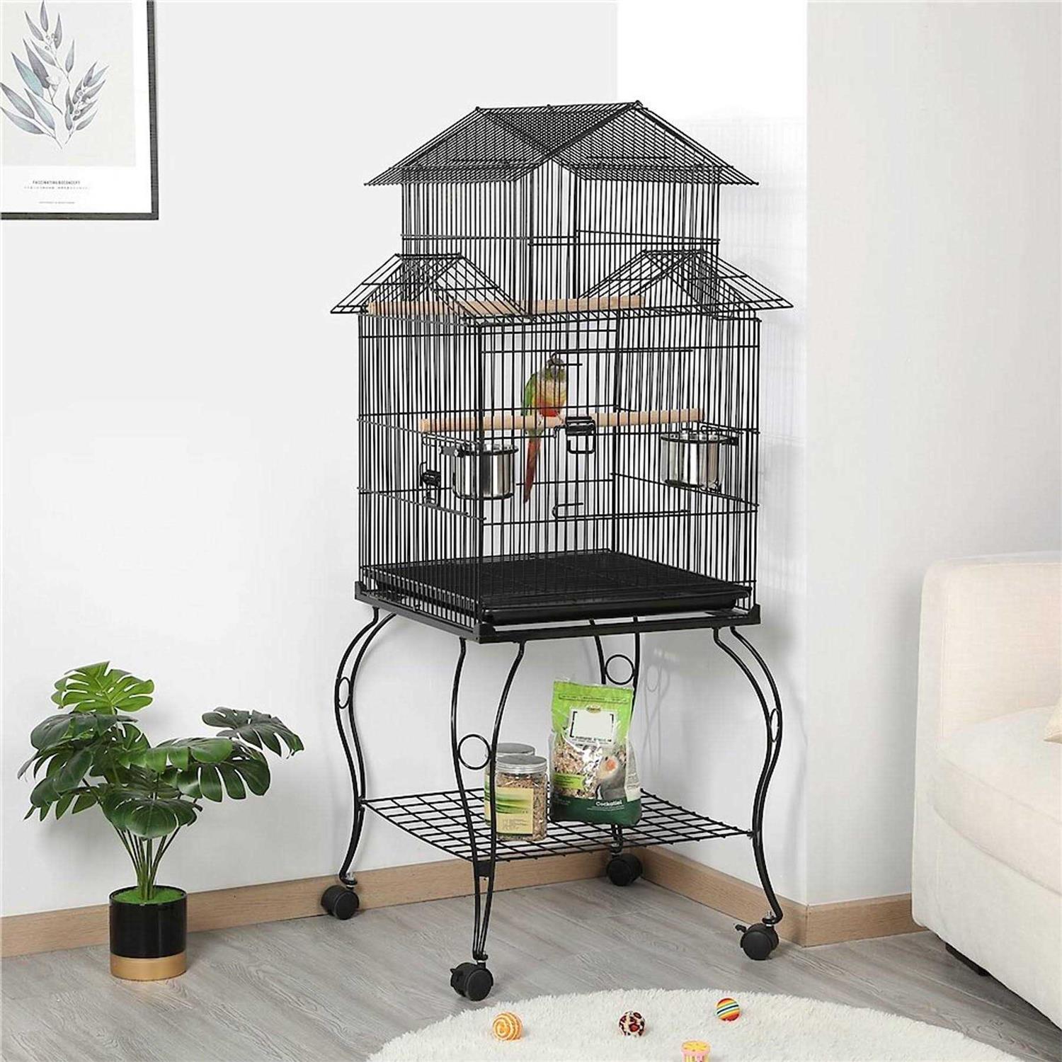 Yaheetech 55-in Triple Roof Rolling Bird Cage - Healthber