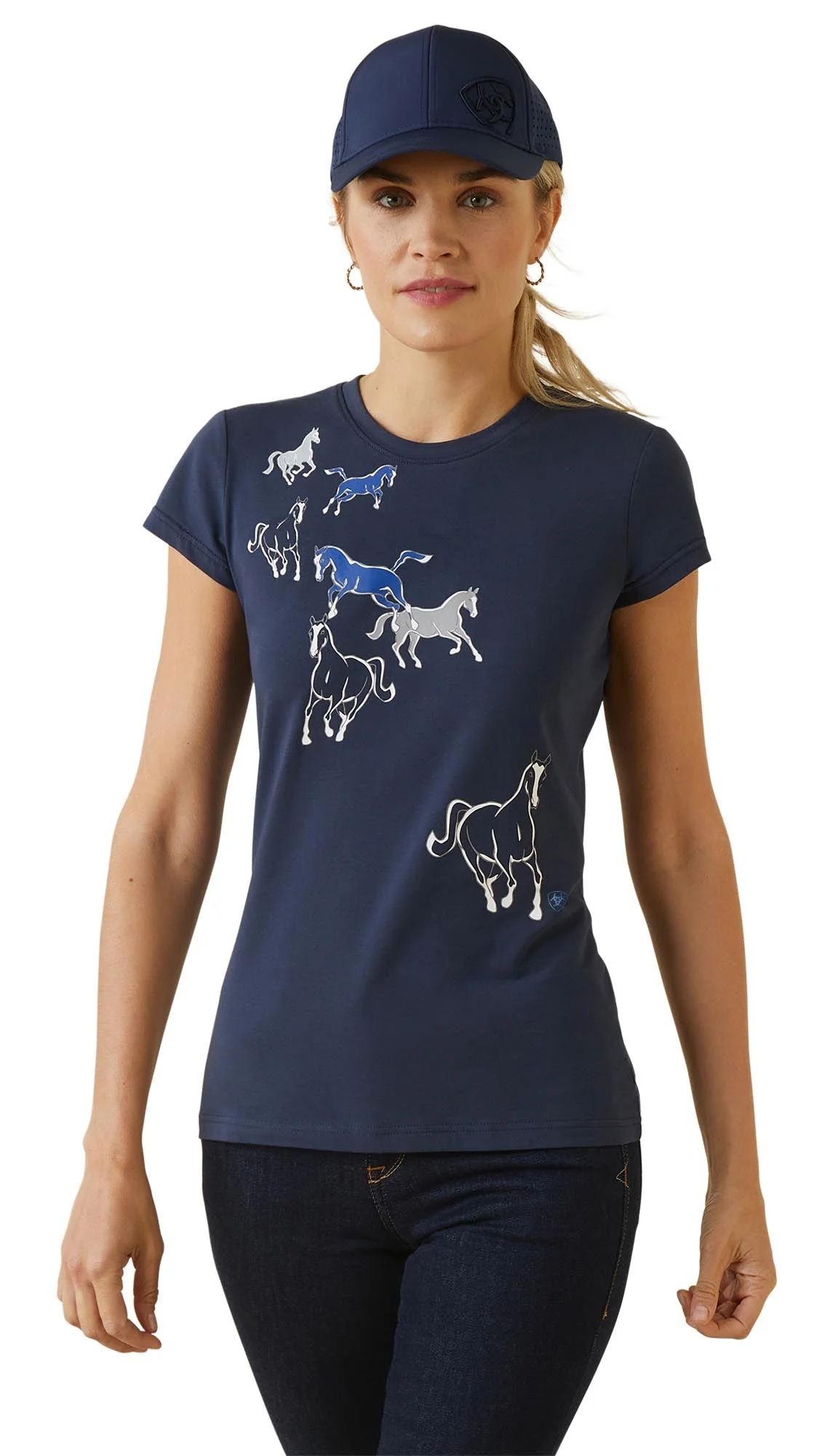 Ariat Women's Frolic T-Shirt, Navy - Healthber