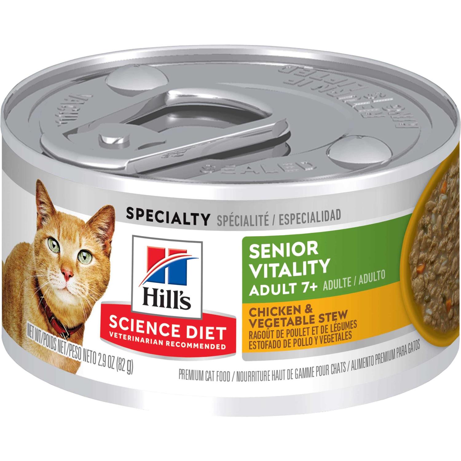 Hill’s Science Diet Adult 7+ Senior Vitality Chicken & Vegetable Stew Canned Cat Food - Healthber