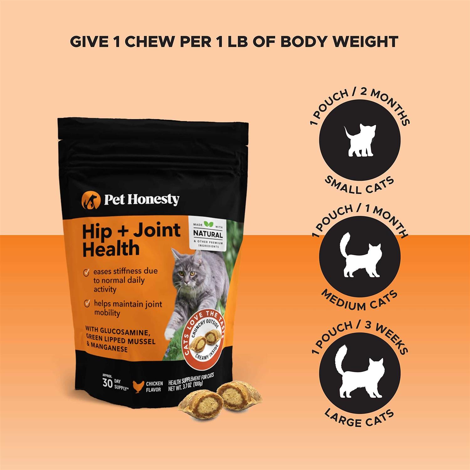 Pet Honesty Cat Hip & Joint Health Dual Texture Chews - Healthber