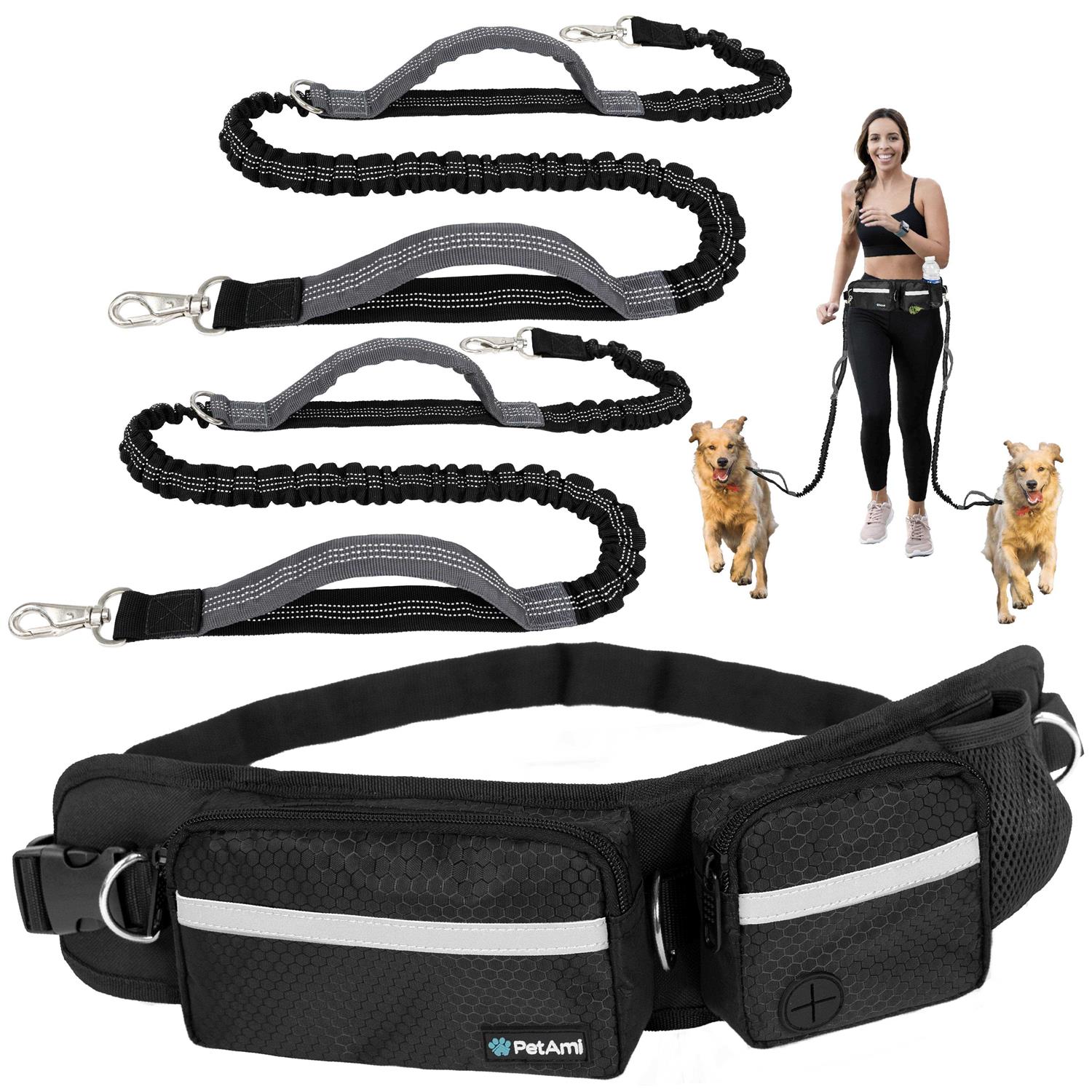 PetAmi Hands Free Dog Leash Dog Running Leash Belt Bag for Walking - Healthber