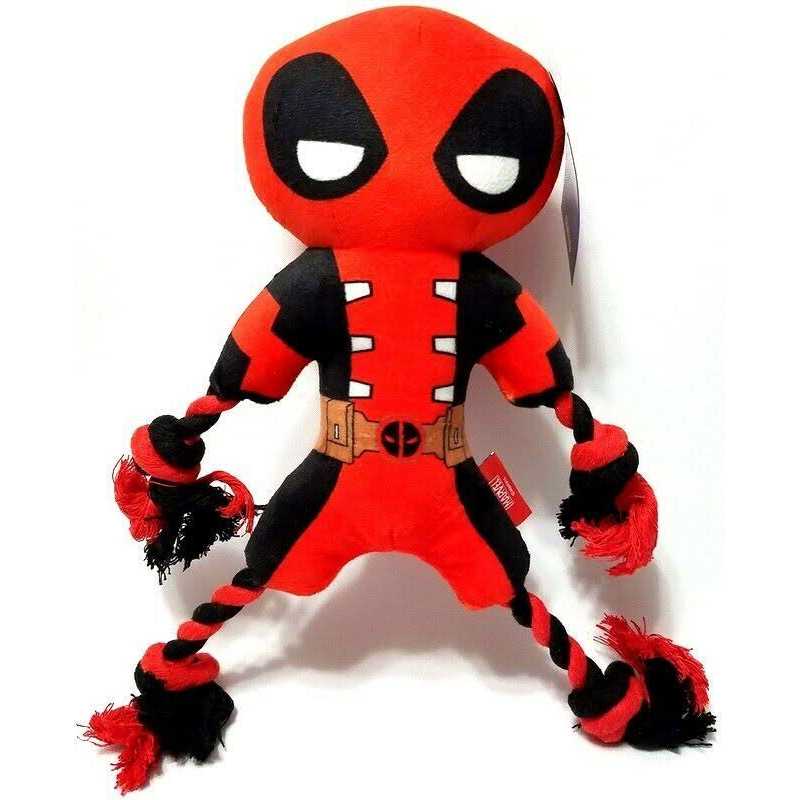 Marvel Dog Toy Deadpool Plush with Rope Squeaky Dog Toy - Healthber