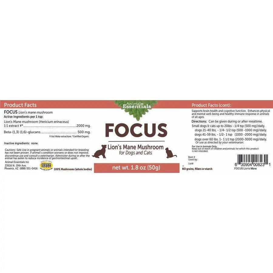 Animal Essentials Focus Lions Mane Cat & Dog Vitamin Supplement - Healthber