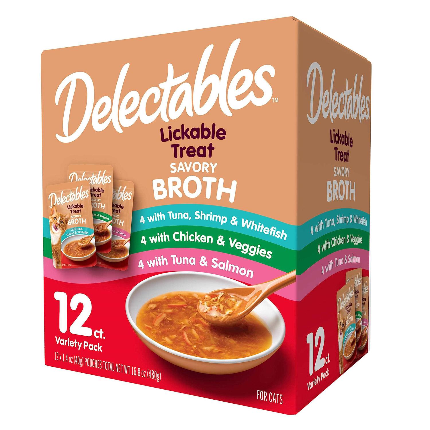 Hartz Delectables Savory Broths Cat Treats Variety Pack - Healthber