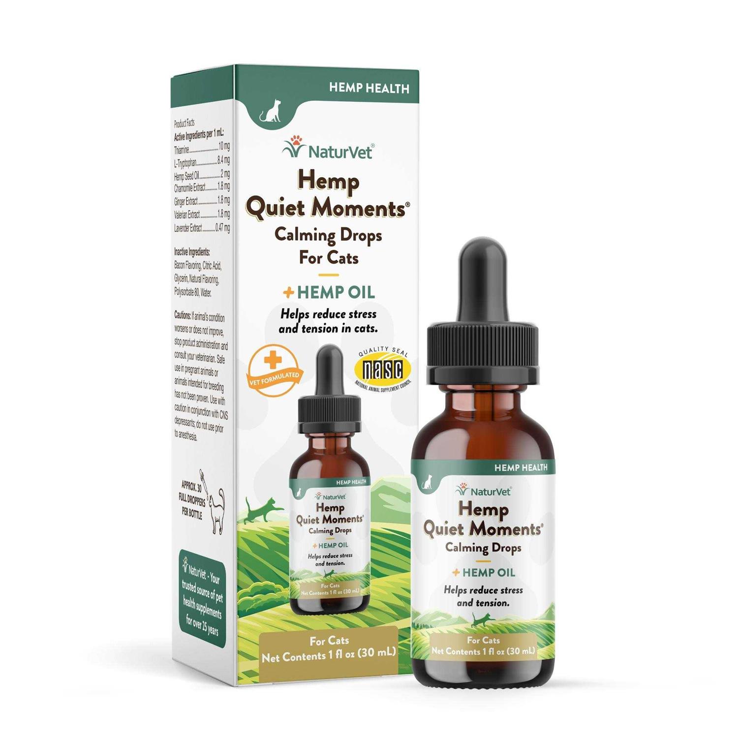 NaturVet Hemp Quiet Moments Calming Drops for Cats - Healthber