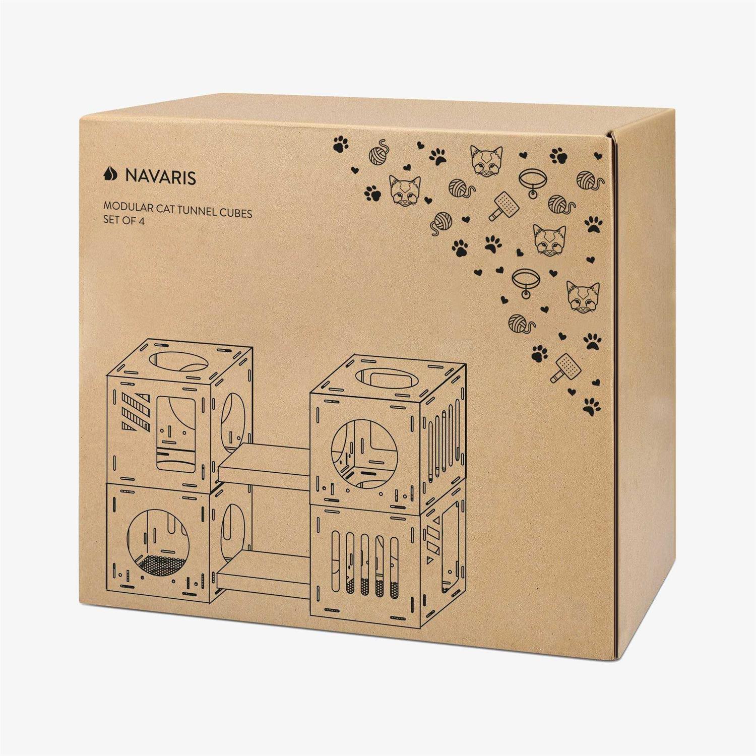 Navaris Modular Cardboard Cat House DIY Corrugated Cardboard Configurable Play Tower Condo for Small Cats - Healthber