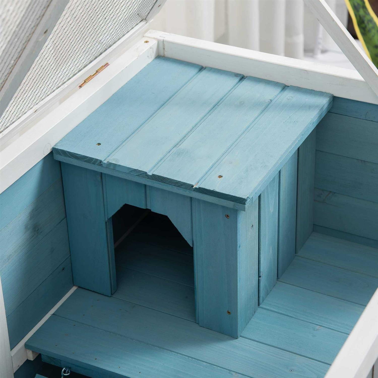 PawHut 2-Story Wooden Rabbit Hutch - Healthber