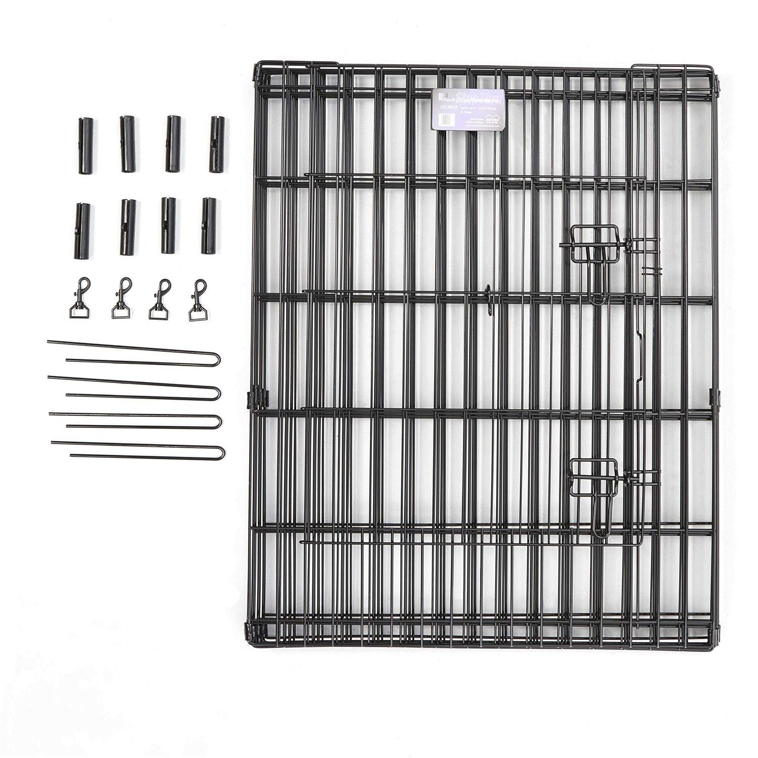 Midwest Black E-Coat Pet Exercise Pen with Walk-Thru Door 8 Panels - Healthber