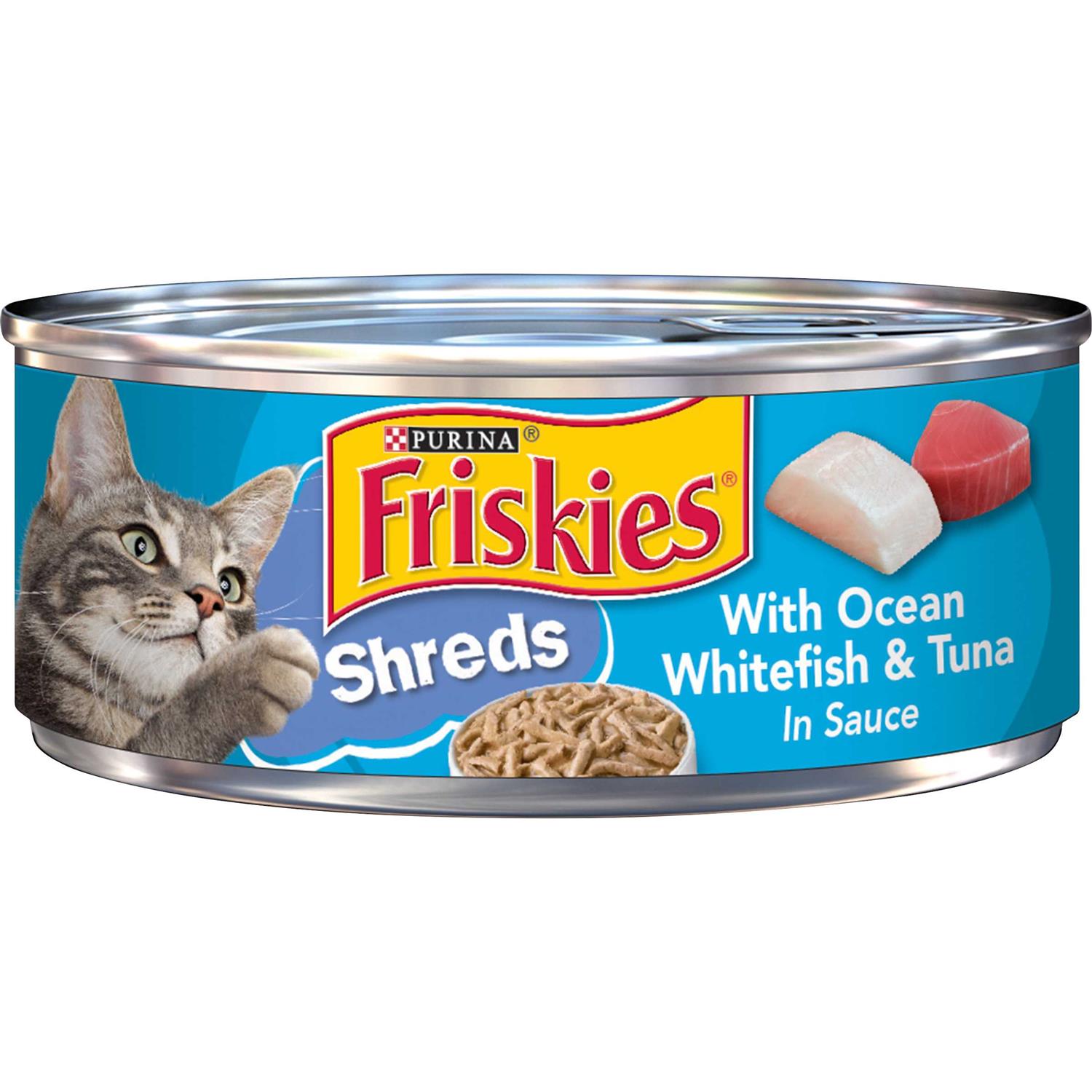 Friskies Savory Shreds Ocean Whitefish & Tuna Cat Food, 5.5-oz, 24 ct - Healthber