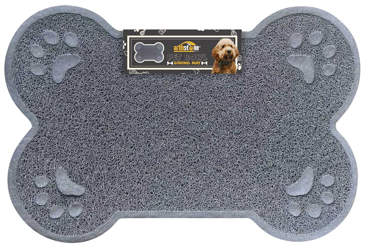 Pet Bowl Dining Mat Gray Bone - Healthber