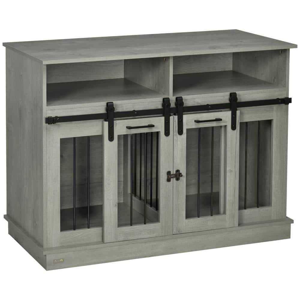 PawHut Dog Crate Furniture for Large Dogs Double Dog Kennel for Small Dogs with Shelves - Healthber