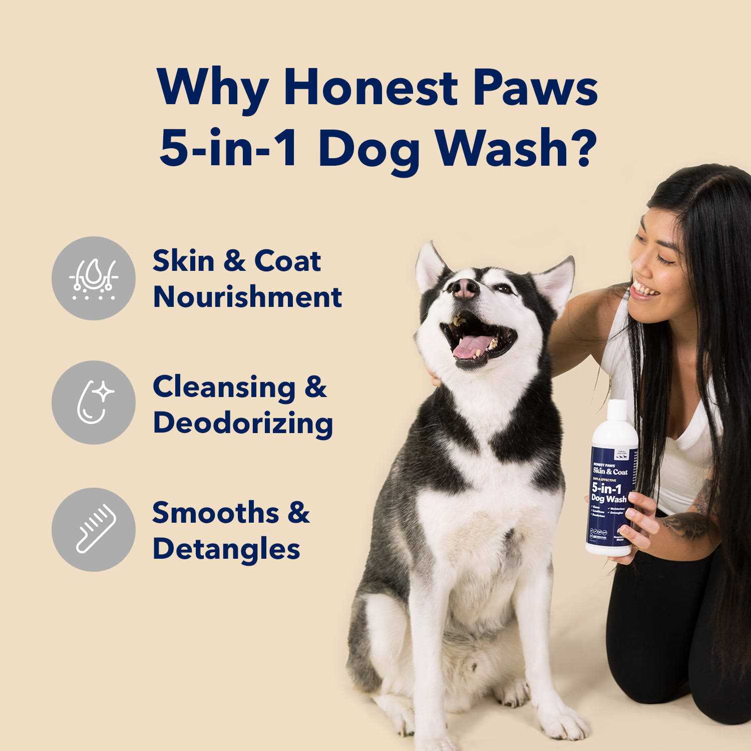 Honest Paws Dog Shampoo and Conditioner 5-in-1 for Allergies and Dry - Healthber