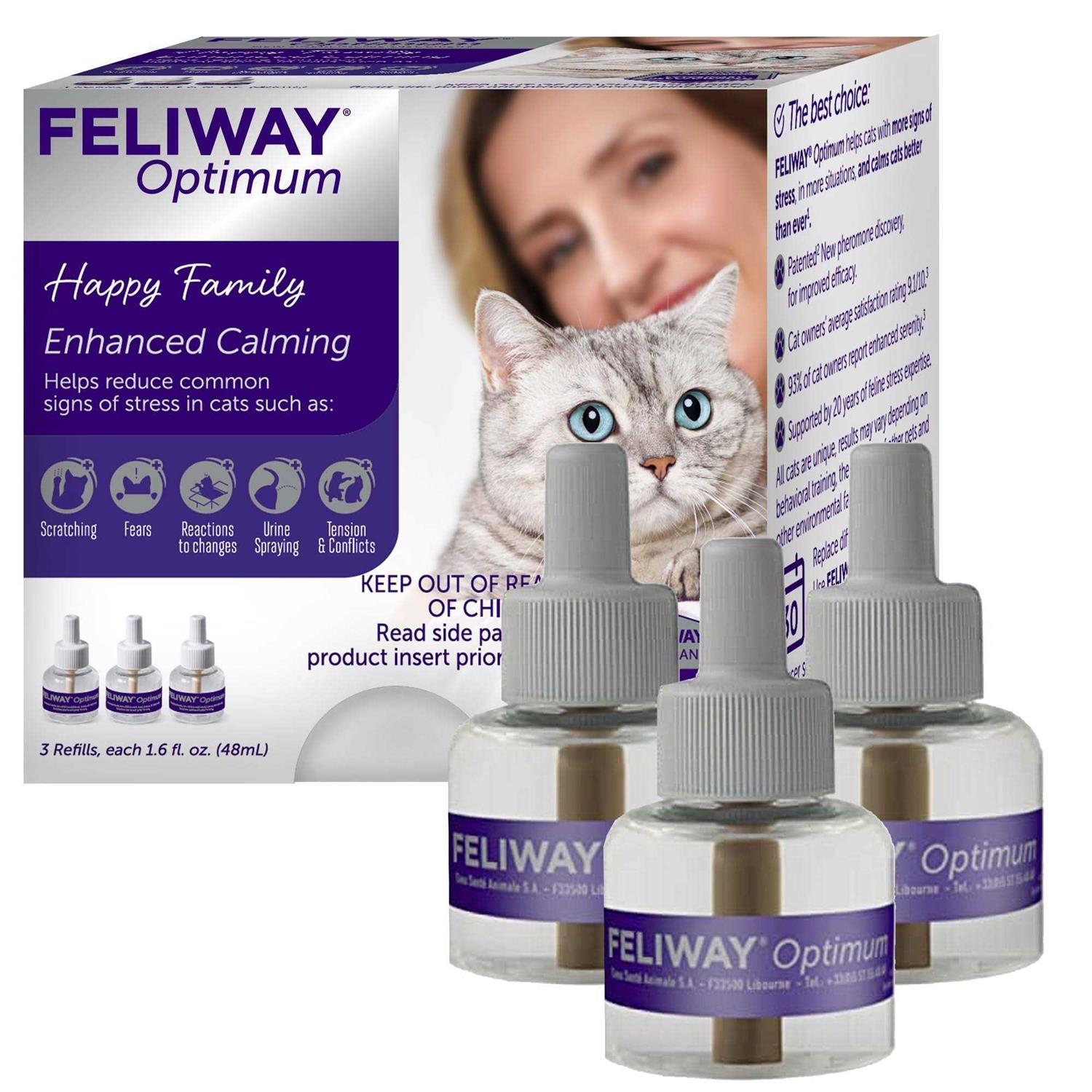 Feliway Optimum Enhanced Calming Pheromone 30 Day Cat Diffuser Refill - Healthber