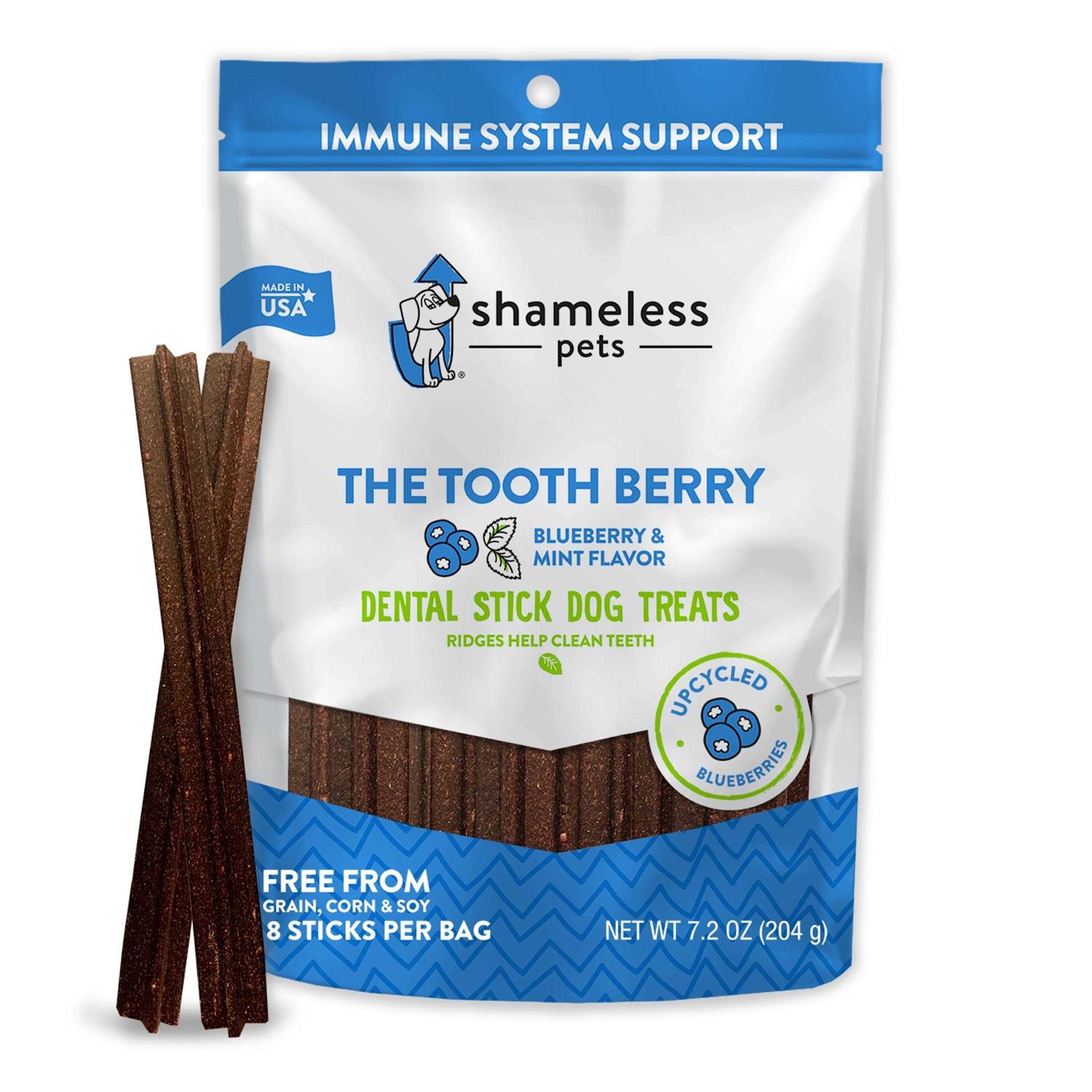 Shameless Pets Dental Stick Dog Treats The Tooth Berry - Healthber