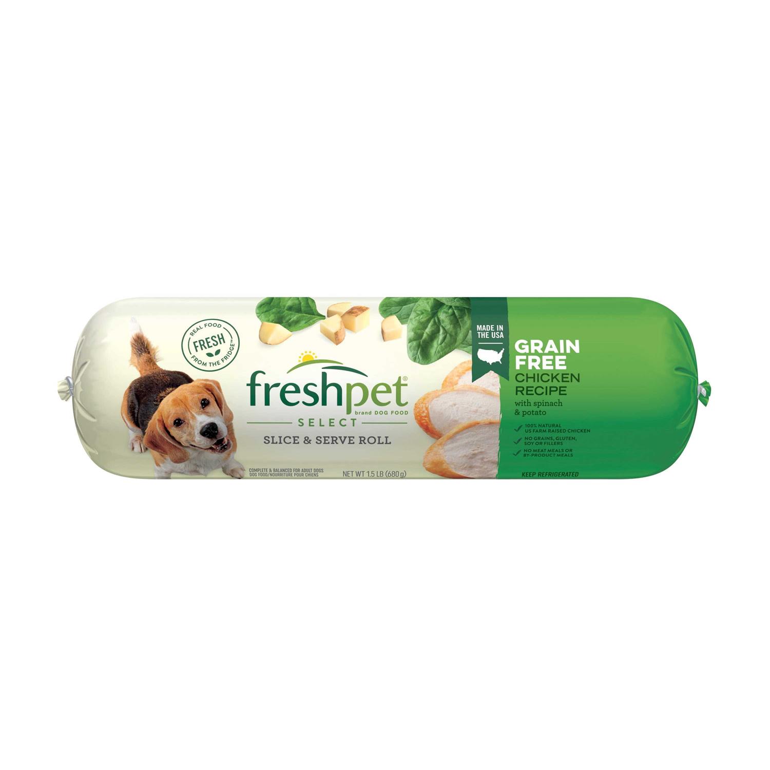 Freshpet Select Grain Free Chicken Recipe Slice & Serve Roll Dog Food - Healthber