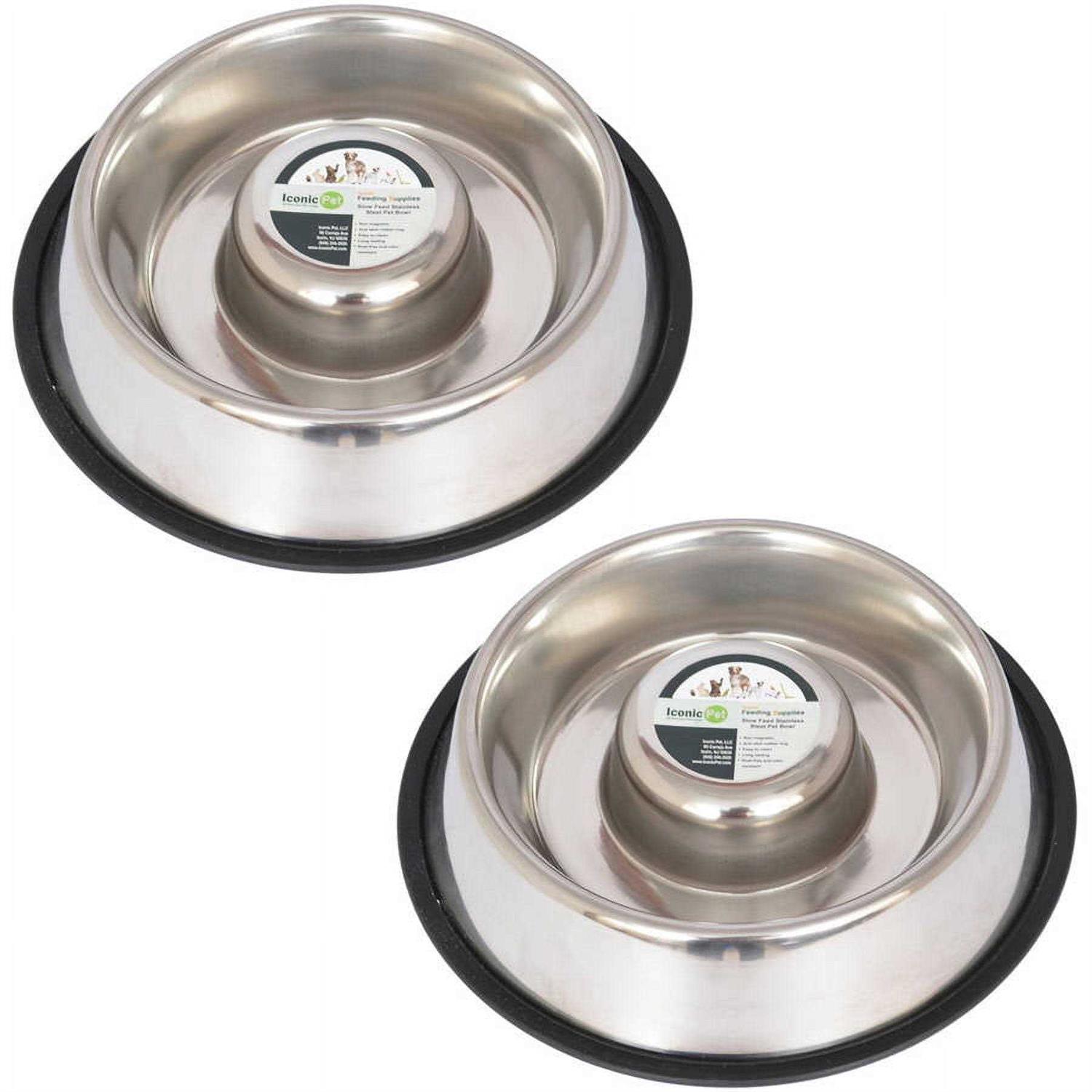 Iconic Pet Slow Feed Stainless Steel Pet Bowl - Healthber