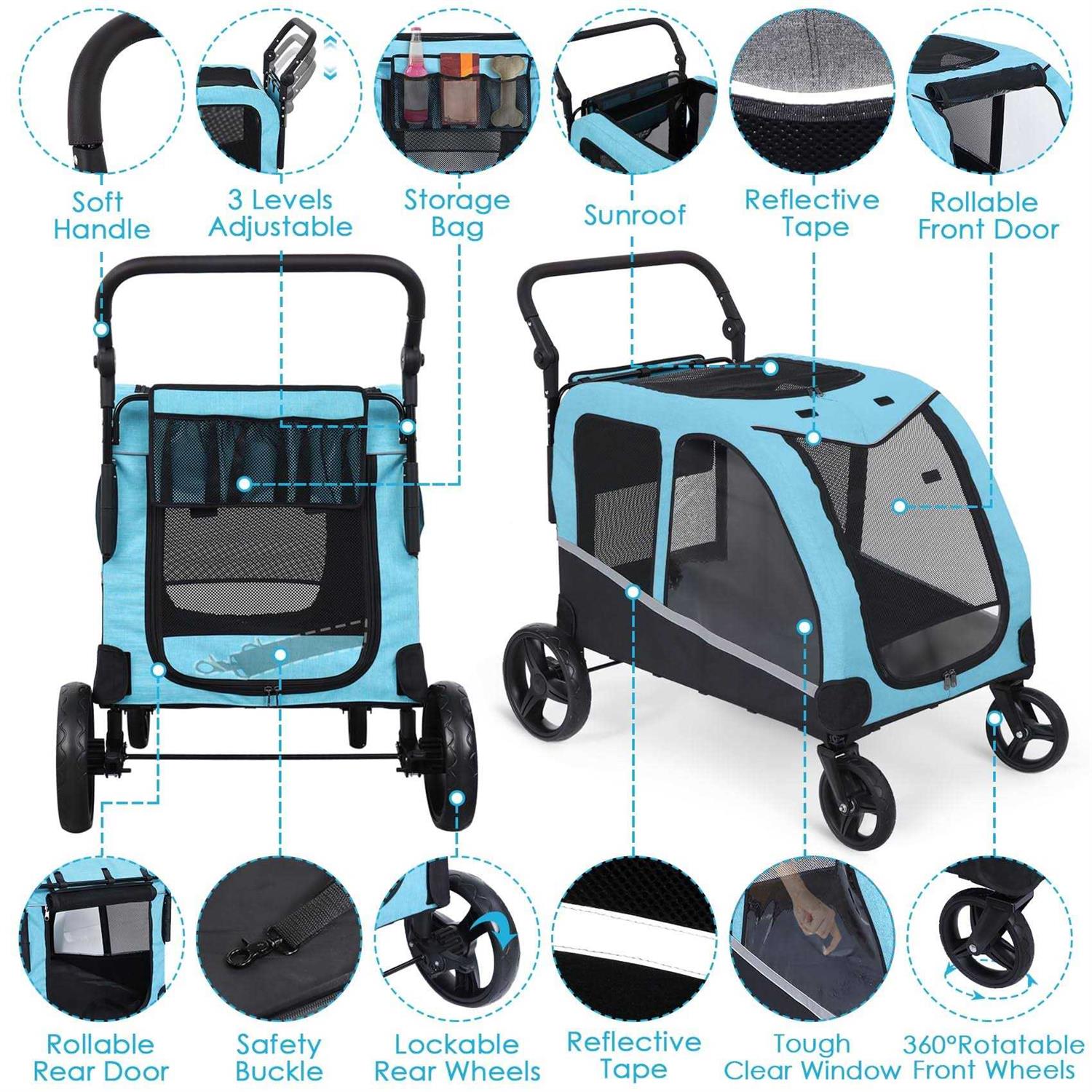 Saudism Dog Stroller For Large Dogs Extra Large Pet Stroller For For Medium Dogs - Healthber
