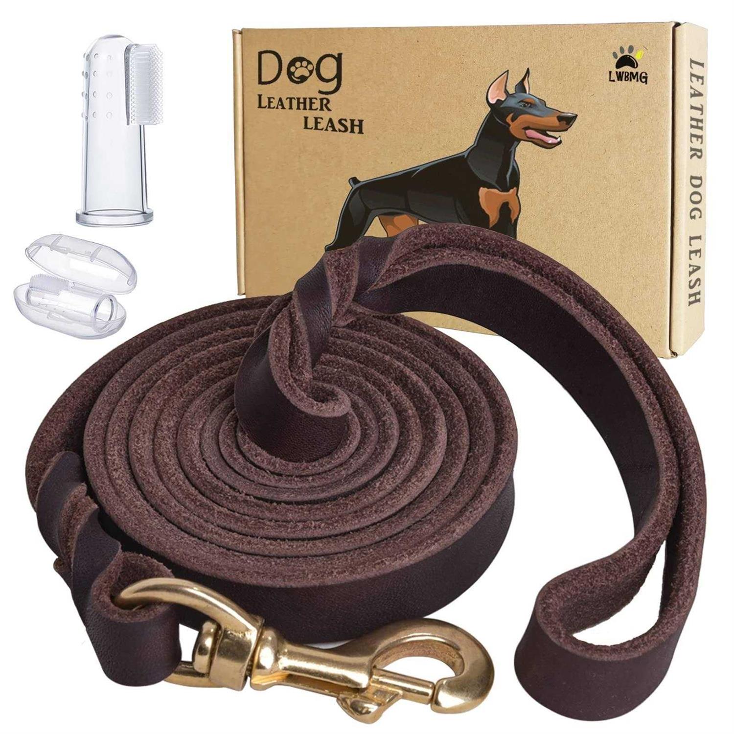 LWBMG Leather Dog Leash 6ft, Heavy Duty Dog Leash, Strong Durable Genuine Leather Braided Dog Leash, Soft and Comfortable Leather Leash for Large - Healthber