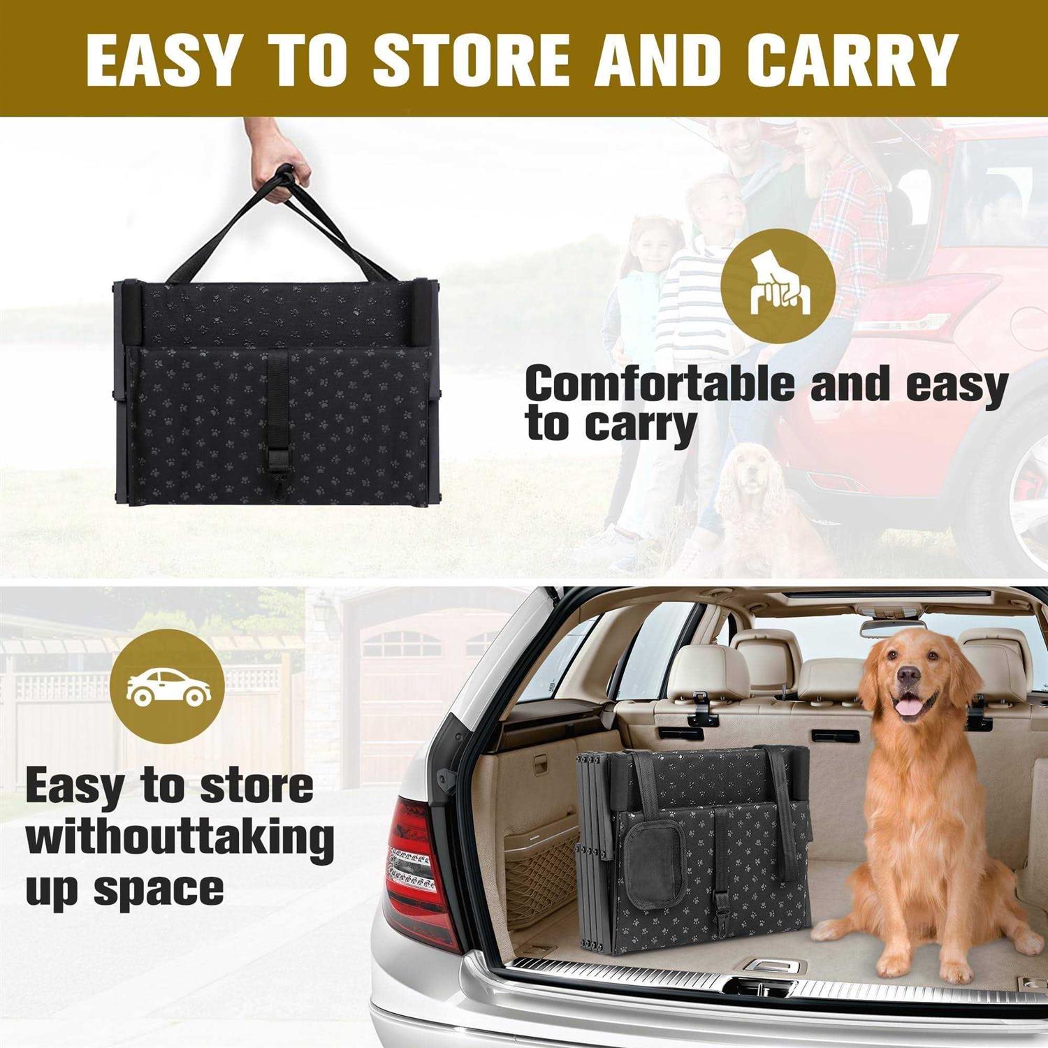 Dog Stairs for Car Foldable Dog Ramps for Large Dogs with Non Slip Surface, Portable Dog Steps for Cars and SUV - Healthber