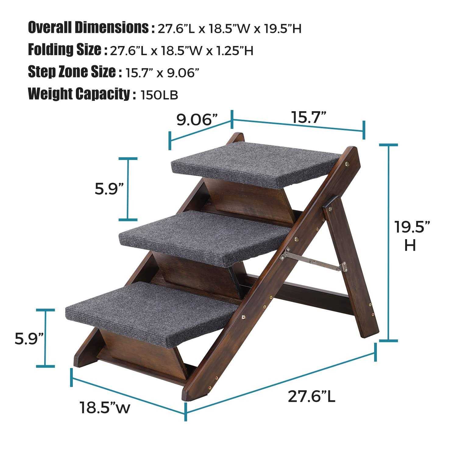 Sweetbin Wooden Pet Stairs/Pet Steps for All Dogs and Cats Up to 150Lbs - Healthber