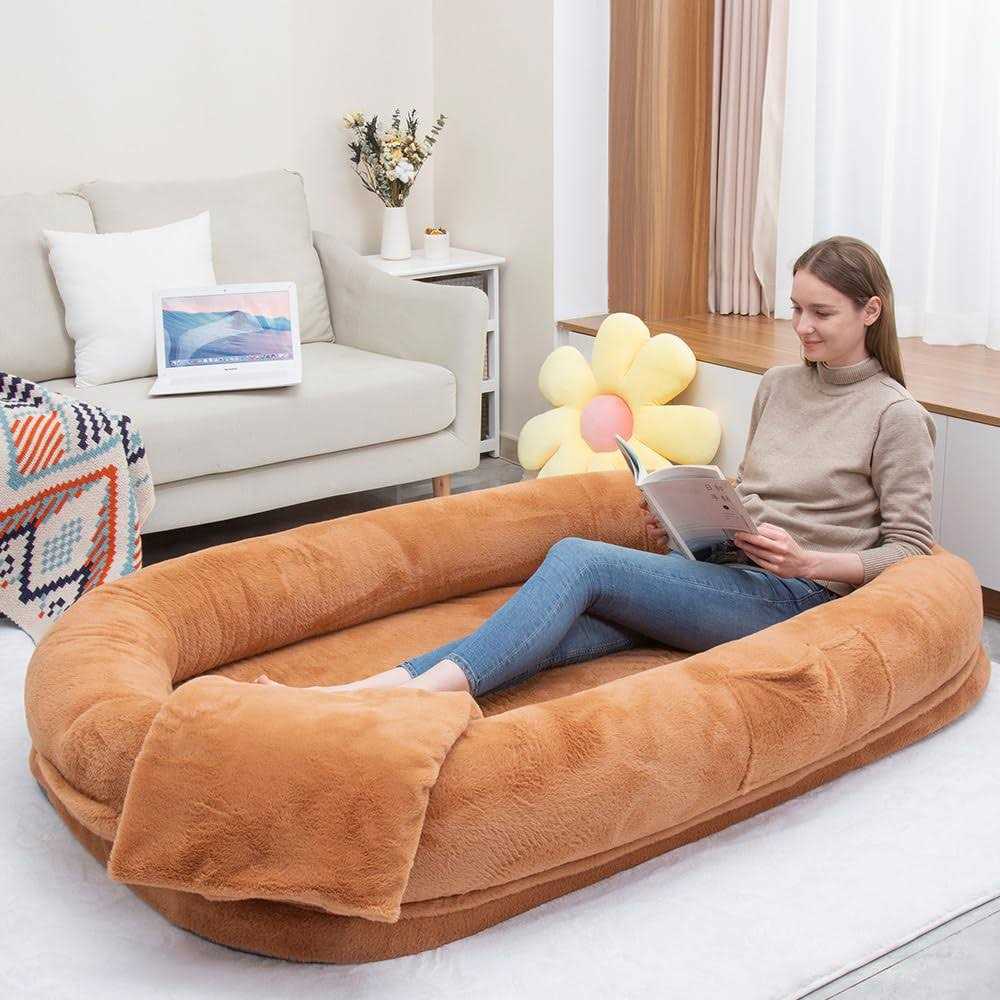Human Dog Bed Large Dog Bed with Raised Cushioned Rim and - Healthber