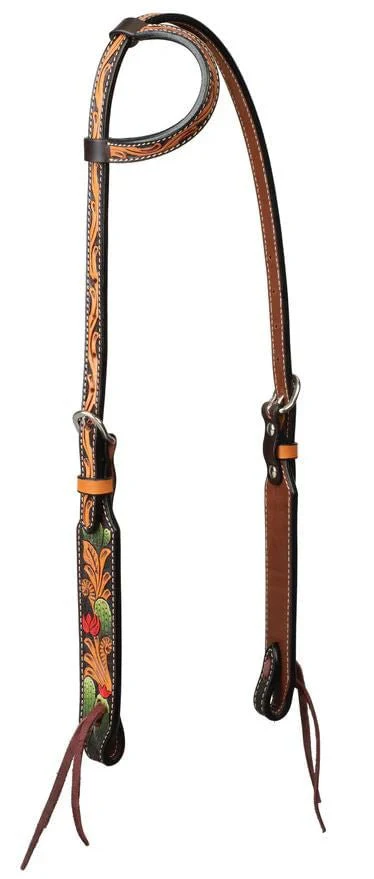 Weaver Turquoise Cross Cactus Sliding Ear Headstall - Healthber