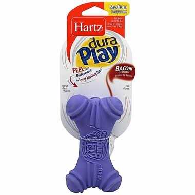 Hartz Dura Play Dog Toy Bone Bacon Scented Medium - Healthber
