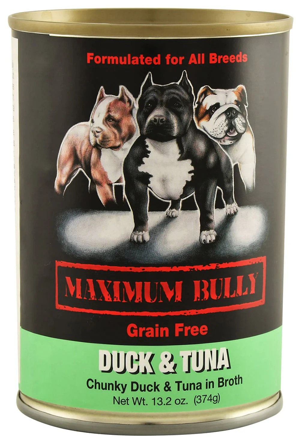 Maximum Bully Chunky Duck & Tuna in Broth, 13.2 oz - Healthber