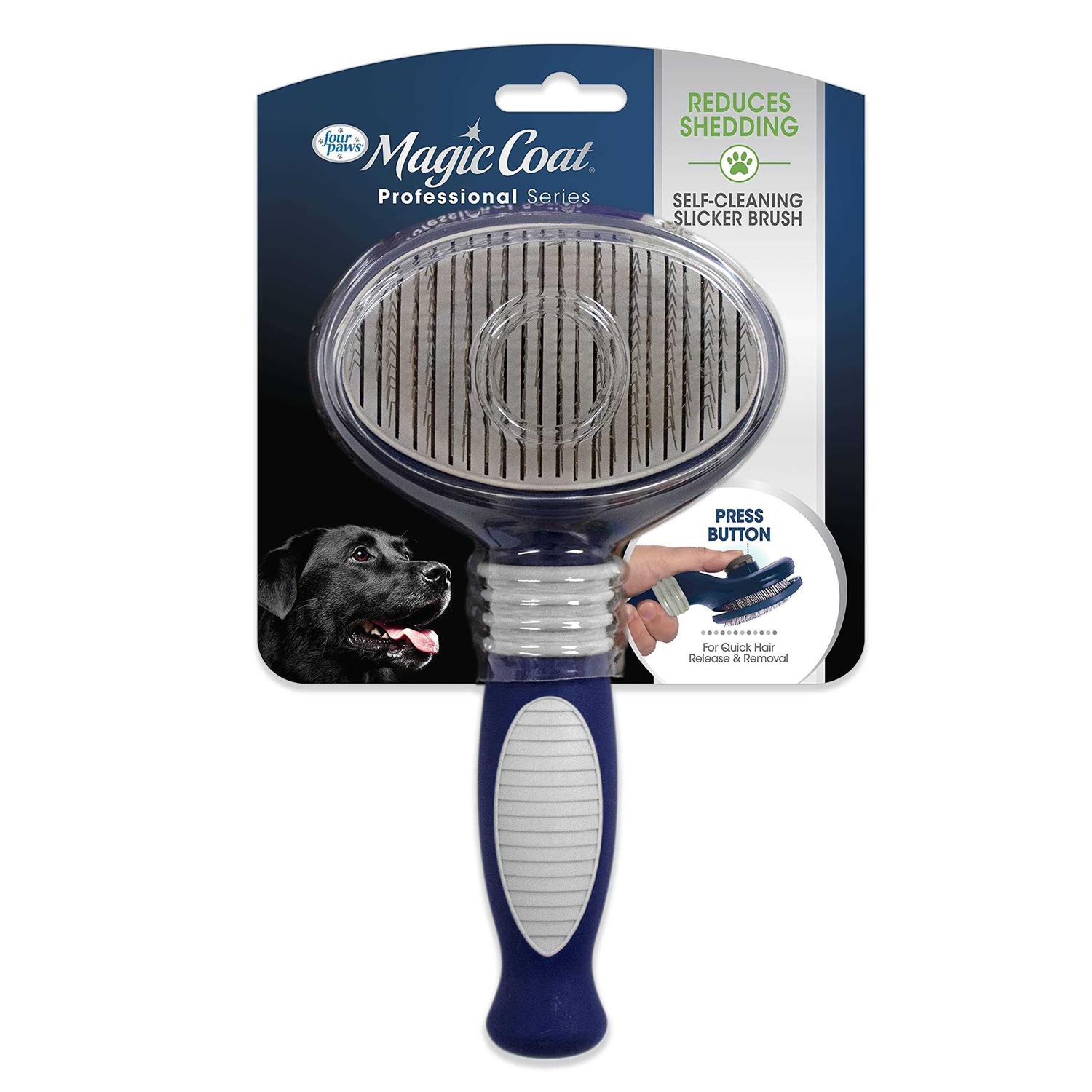 Four Paws Magic Coat Self Cleaning Slicker Brush - Healthber