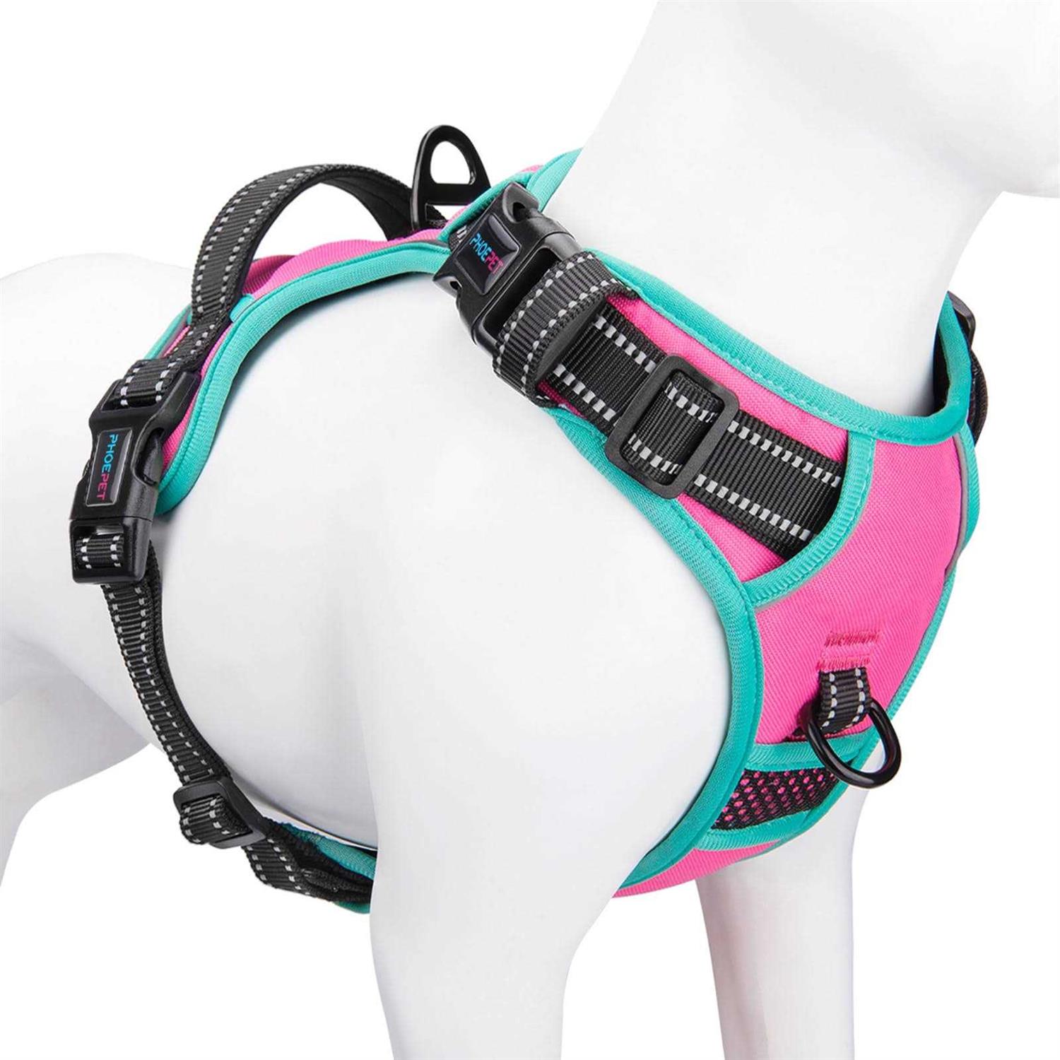 Phoepet No Pull Dog Harness Reflective Front Clip Vest with Handle,Adjustable 2 Metal 3 Buckles - Healthber