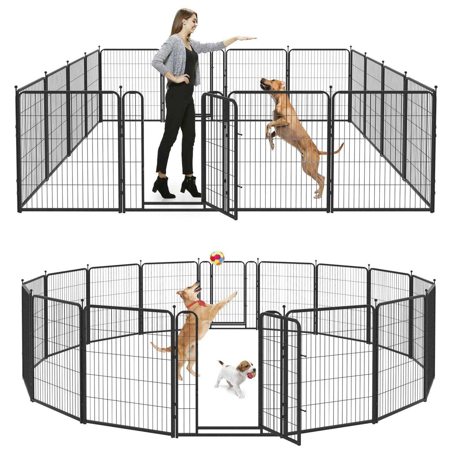 Kfvigoho Dog Playpen Outdoor Panels Heavy Duty Dog Pen Height Puppy Playpen Indoor Anti-Rust Exercise Fence with Doors for Medium/Small Pet - Healthber