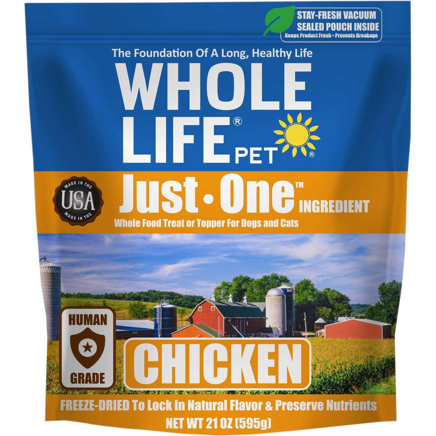 Whole Life Pet Just One Ingredient Freeze-Dried Chicken Dog Treats - Healthber