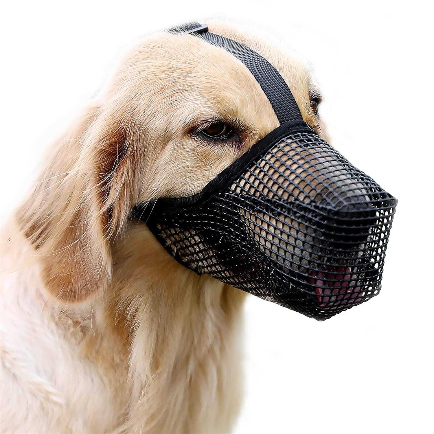 Dog Muzzle Soft Mesh Dog Mouth Cover with Adjustable Strap for Grooming Biting Chewing Barking Training - Healthber