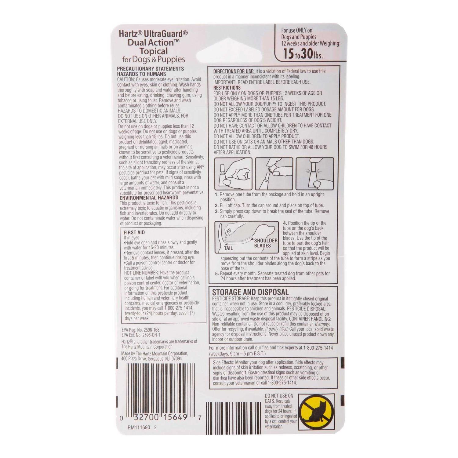 Hartz UltraGuard Dual Action Flea & Tick Topical Dogs - Healthber