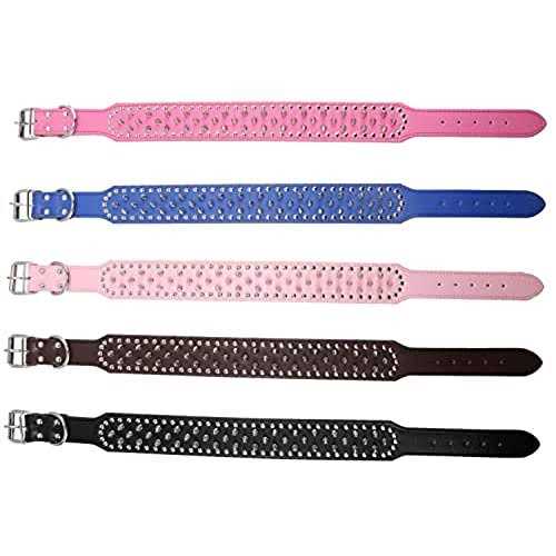 Hoot Pu Leather Adjustable Spiked Studded Dog Collar 2 Wide Spikes - Healthber