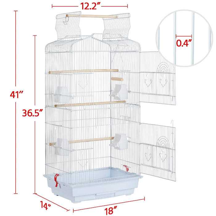 Topeakmart Open Top Metal Bird Cage - Healthber