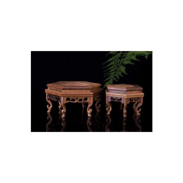 Beautiful Hand Craft Hexagon Rosewood Oriental Fishbowl Vase Stand - Healthber
