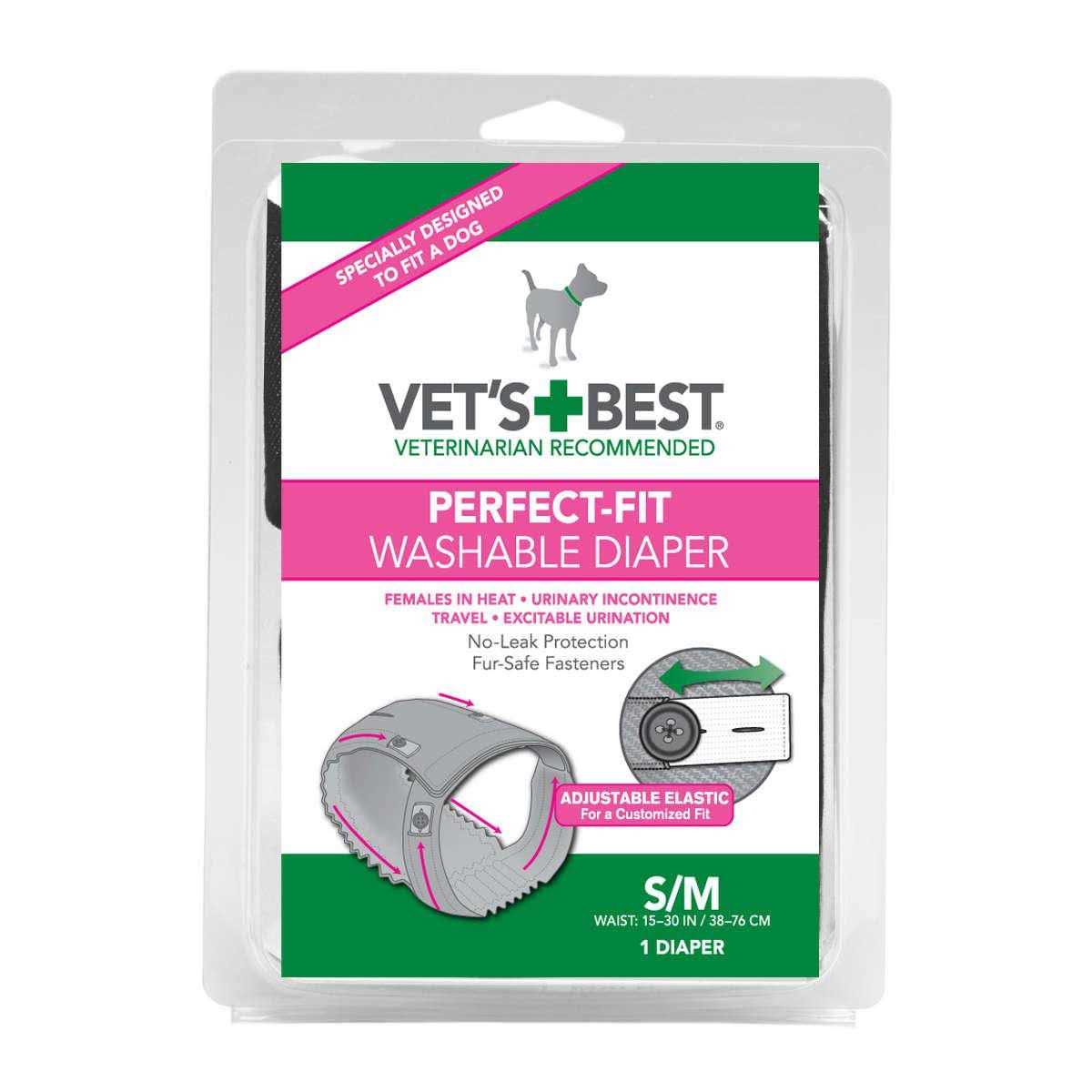 Vet’s Best Perfect-Fit Washable Female Dog Diaper 1 Pack - Healthber