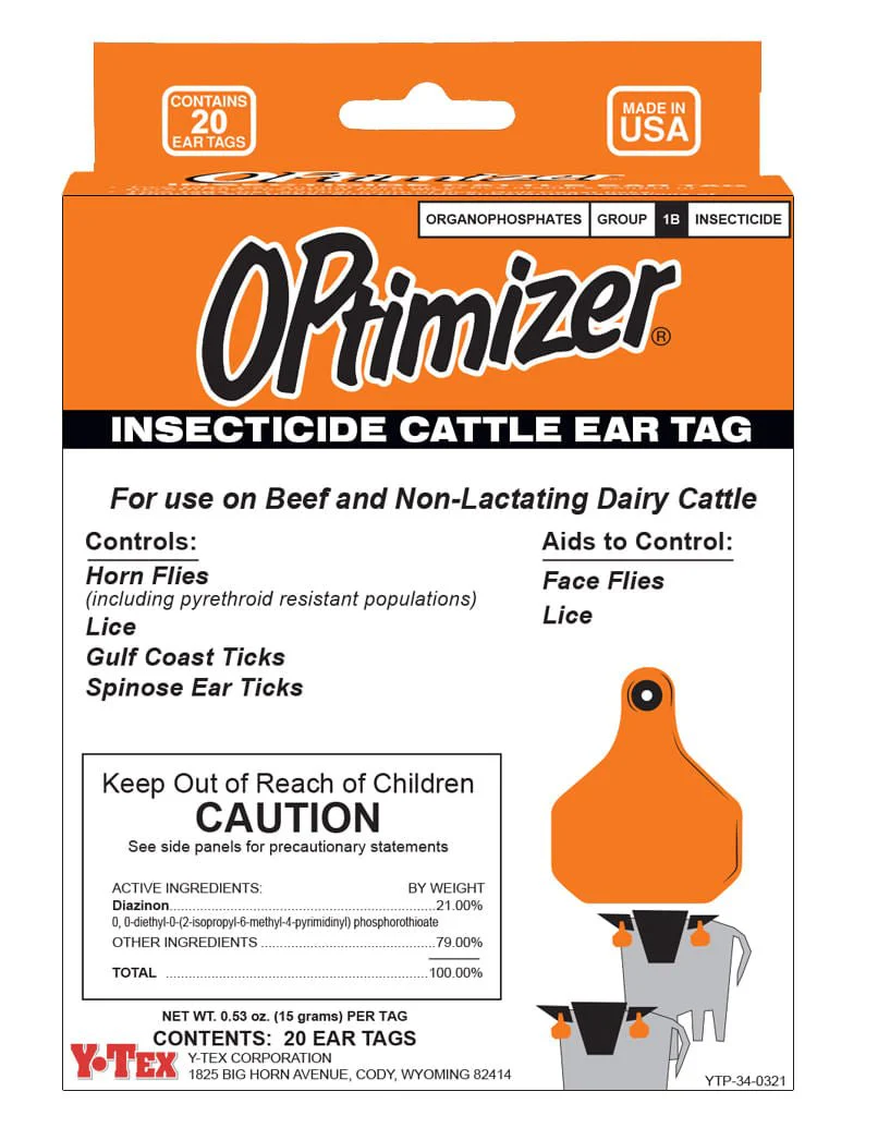 OPtimizer Insecticide Cattle Ear Tags, 20 ct - Healthber